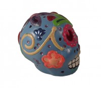Calavera de ceramica grande con luz interior